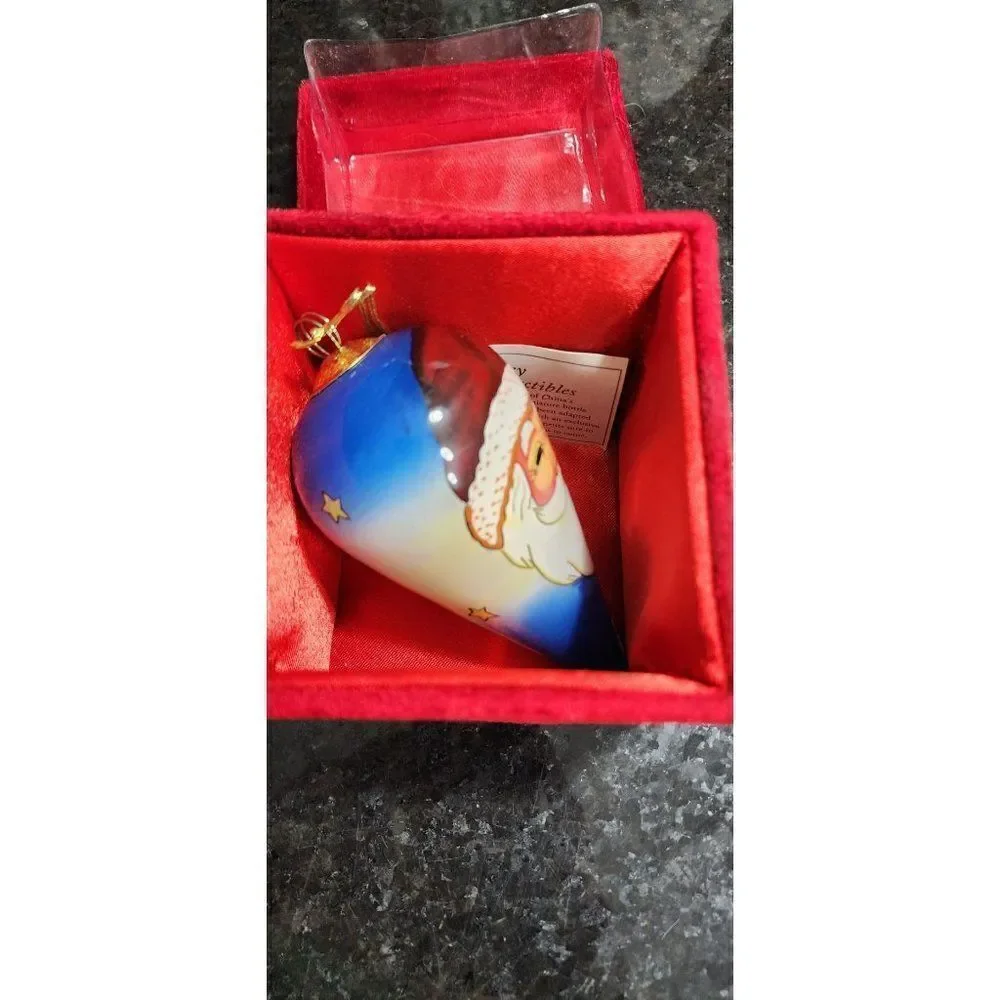 JC Penney Santa Reverse Painted Teardrop Ornament